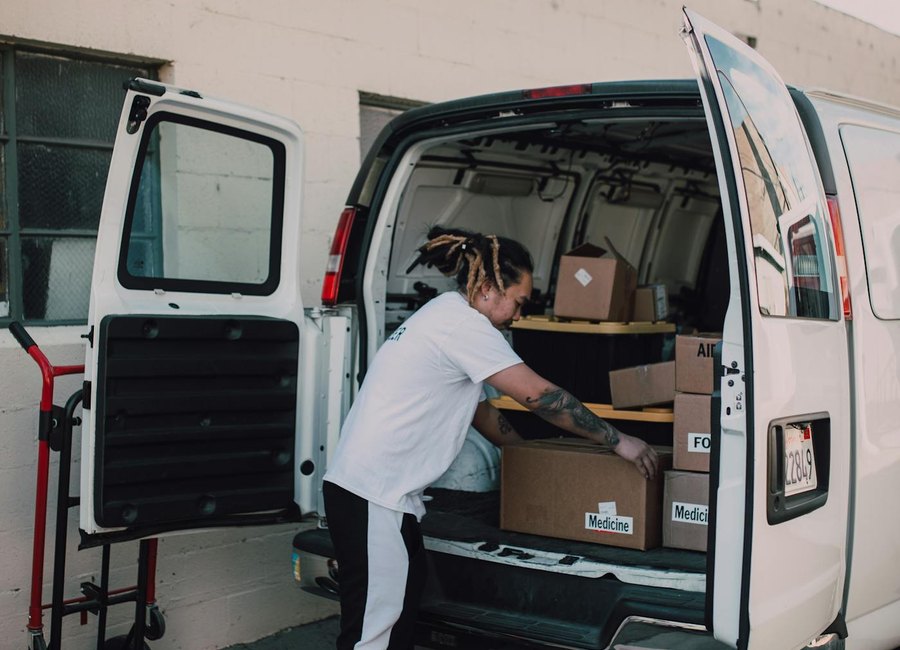 Our crew filling the truck
